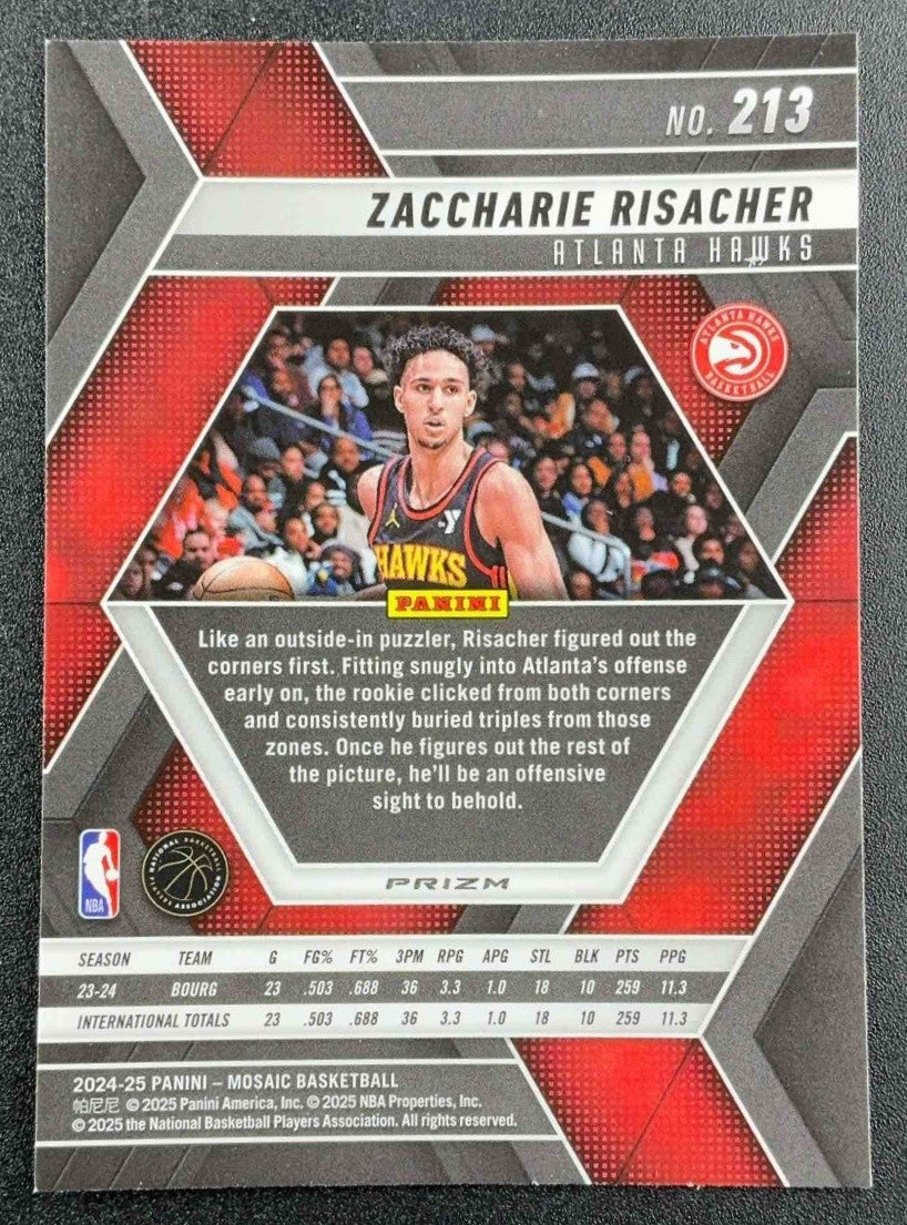 ZACCHARIE RISACHER 2024-25 PANINI MOSAIC #213 INTERNATIONAL MOSAIC RC HAWKS