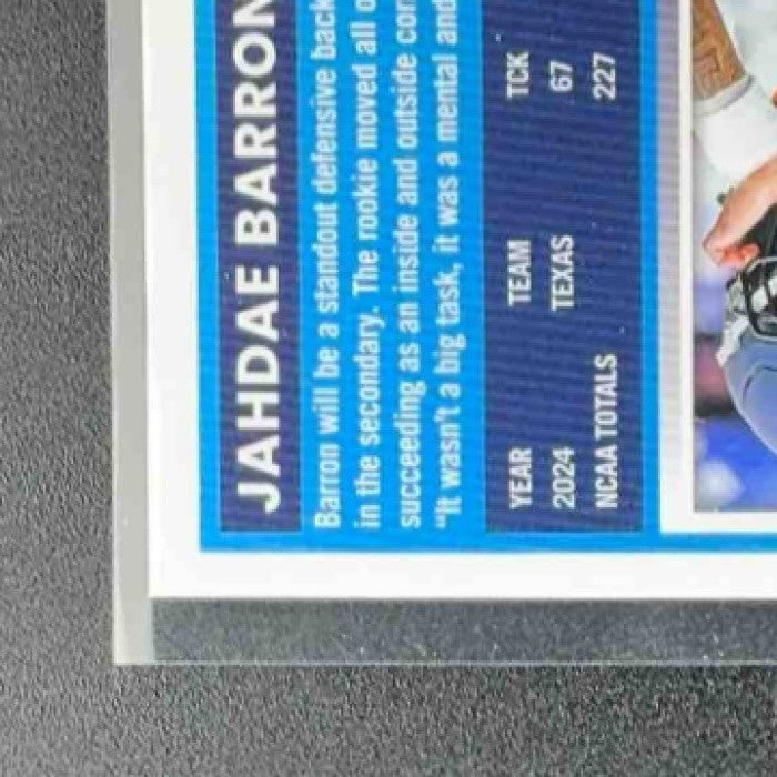 2025 Panini Donruss Optic Jahdae Barron #207 Rated Rookie Blue Hyper Prizm