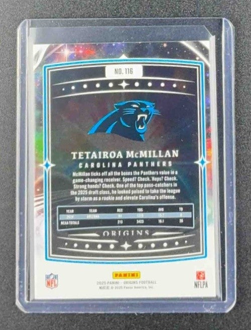 TETAIROA MCMILLAN 2025 PANINI ORIGINS #116 ROOKIE RC PANTHERS