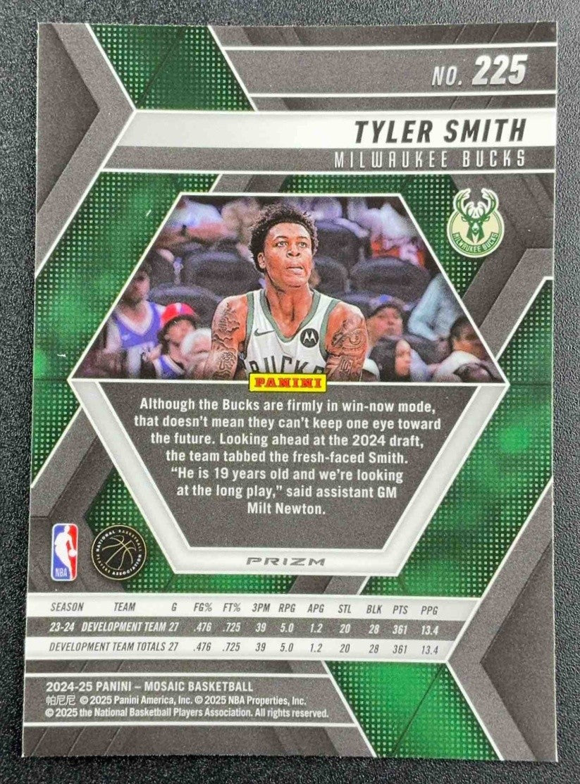 TYLER SMITH 2024-25 PANINI MOSAIC #225 INTERNATIONAL MOSAIC RC BUCKS