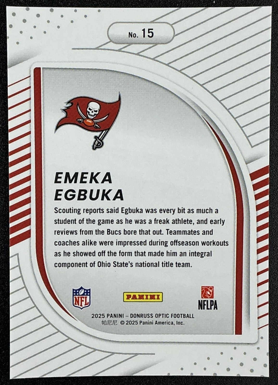 EMEKA EGBUKA 2025 PANINI DONRUSS OPTIC #15 HIDDEN POTENTIAL RC BUCCANEERS