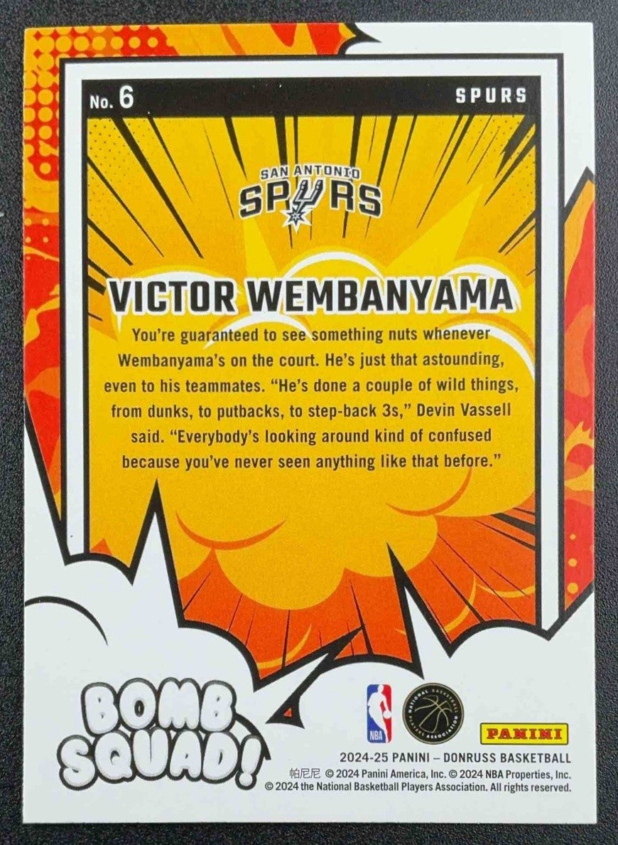 VICTOR WEMBANYAMA 2024-25 PANINI DONRUSS #6 BOMB SQUAD SPURS