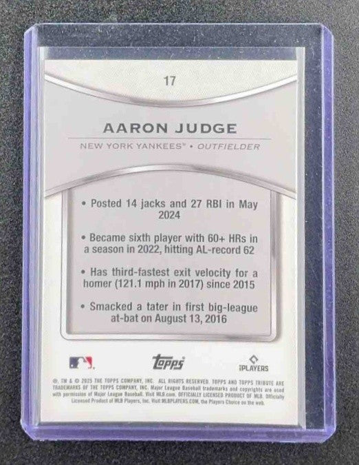 AARON JUDGE 2025 TOPPS TRIBUTE #17 YANKEES