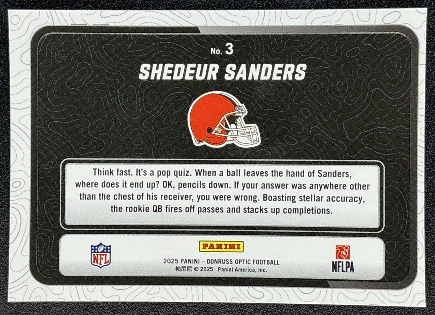SHEDEUR SANDERS 2025 PANINI DONRUSS OPTIC #3 2015 RETRO RC BROWNS