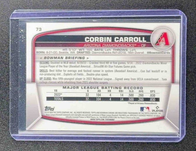 CORBIN CARROLL 2023 BOWMAN MEGA BOX #73 MOJO REFRACTOR RC DIAMONDBACKS