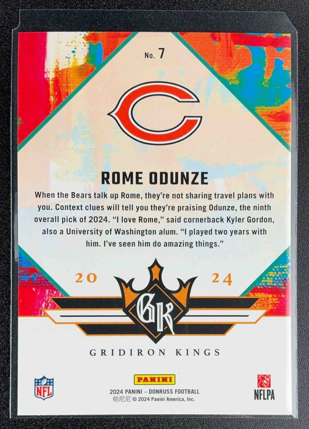 ROME ODUNZE 2024 PANINI DONRUSS #7 ROOKIE GRIDIRON KINGS RC BEARS