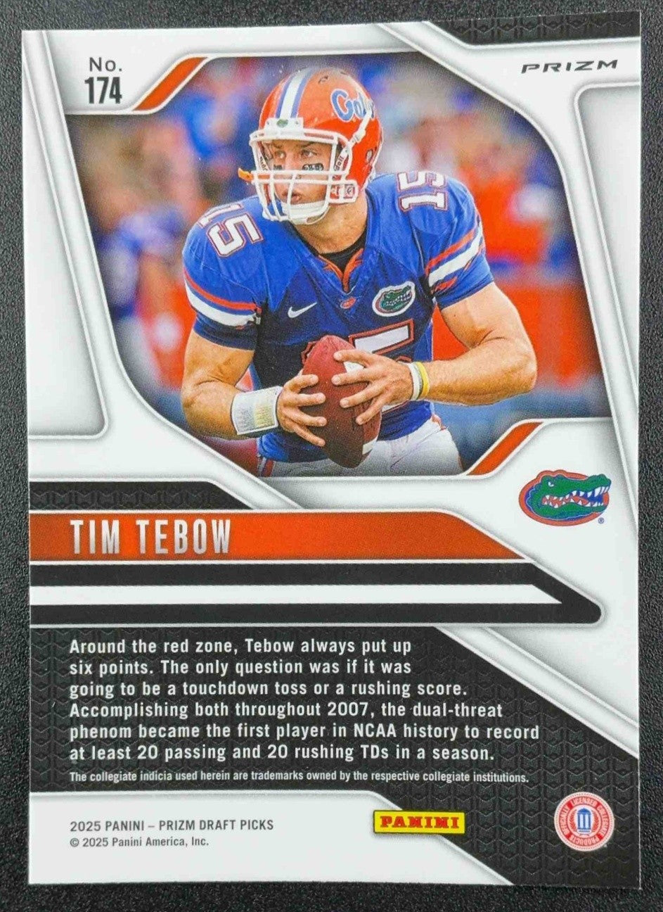 TIM TEBOW 2025 PANINI PRIZM DRAFT PICKS #174 SILVER GATORS