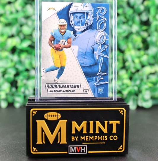 OMARION HAMPTON 2025 PANINI ROOKIES & STARS ROOKIE EXCLUSIVE #17 RC CHARGERS