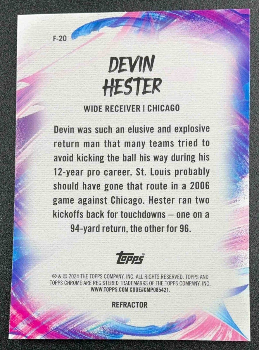 DEVIN HESTER 2024 TOPPS CHROME #F-20 FINESSE REFRACTOR BEARS
