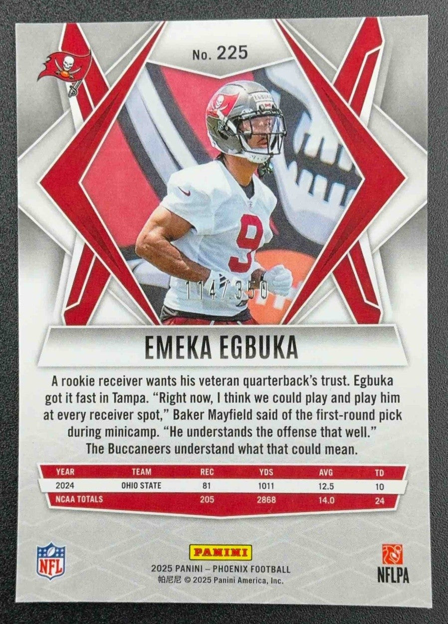 EMEKA EGBUKA 2025 PANINI PHOENIX #225 FIRE BURST 14/350 RC BUCCANEERS