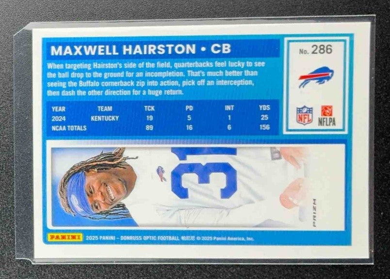 2025 Panini Donruss Optic Maxwell Hairston #286 Rated Rookie Blue Hyper Prizm