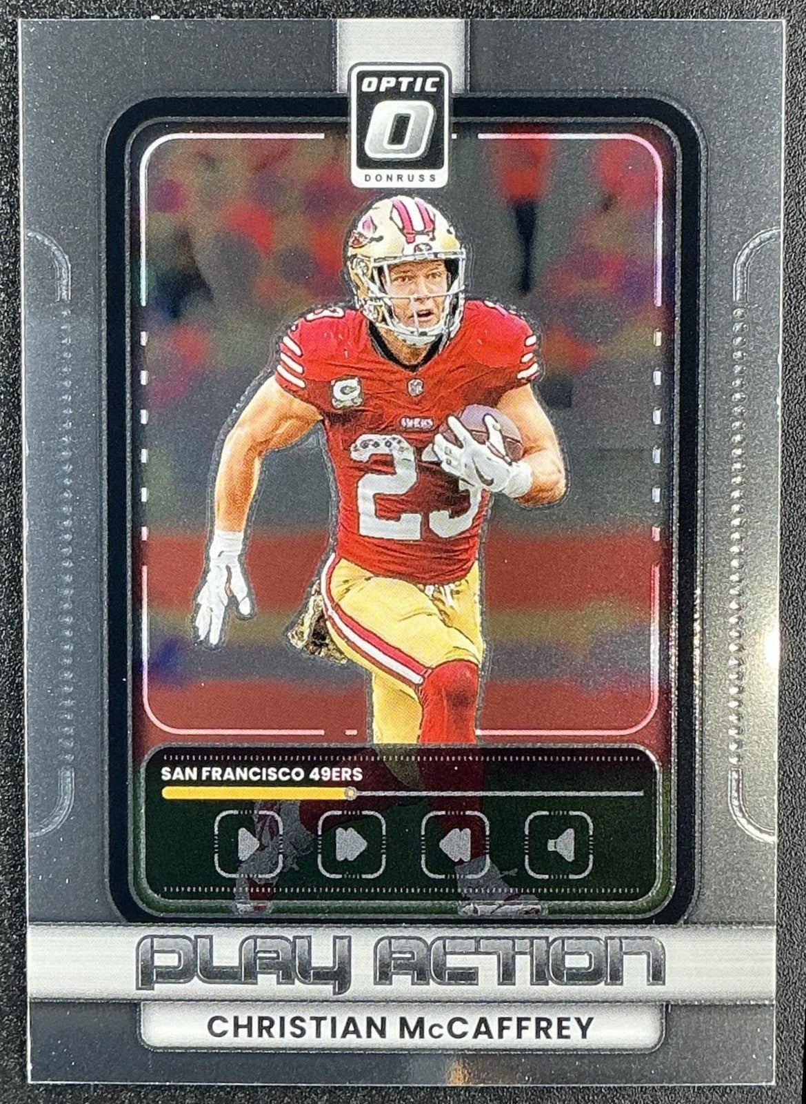 CHRISTIAN MCCAFFREY 2025 PANINI DONRUSS OPTIC #20 PLAY ACTION 49ERS