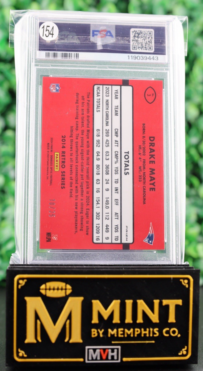 DRAKE MAYE 2024 OPTIC RETRO BLACK PANDORA RC SSP 10/25 NUMBER MATCH PSA 10 POP 2