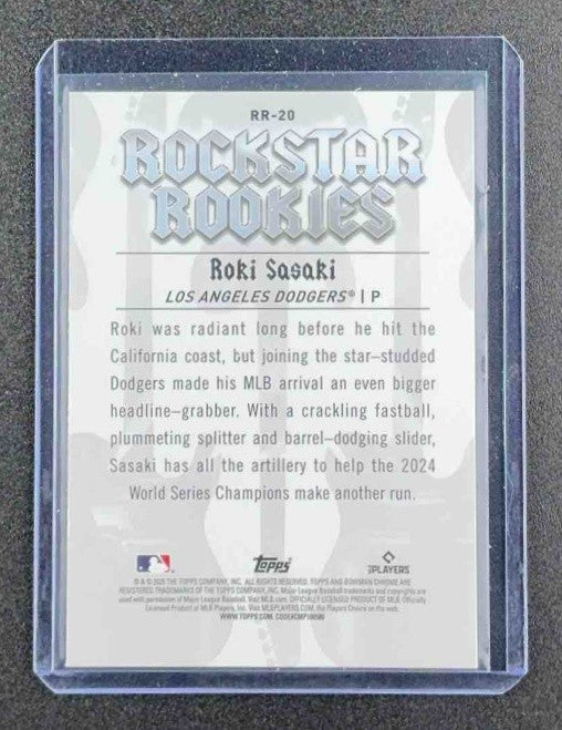 ROKI SASAKI 2025 BOWMAN #RR-20 ROCKSTAR ROOKIES CHROME RC DODGERS