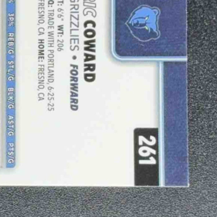 CEDRIC COWARD 2025-26 TOPPS CHROME #261 RC GRIZZLIES