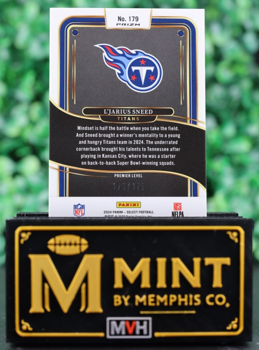 L'JARIUS SNEED 2024 PANINI SELECT BLUE CHECKER PRIZM /175 #179 TITANS
