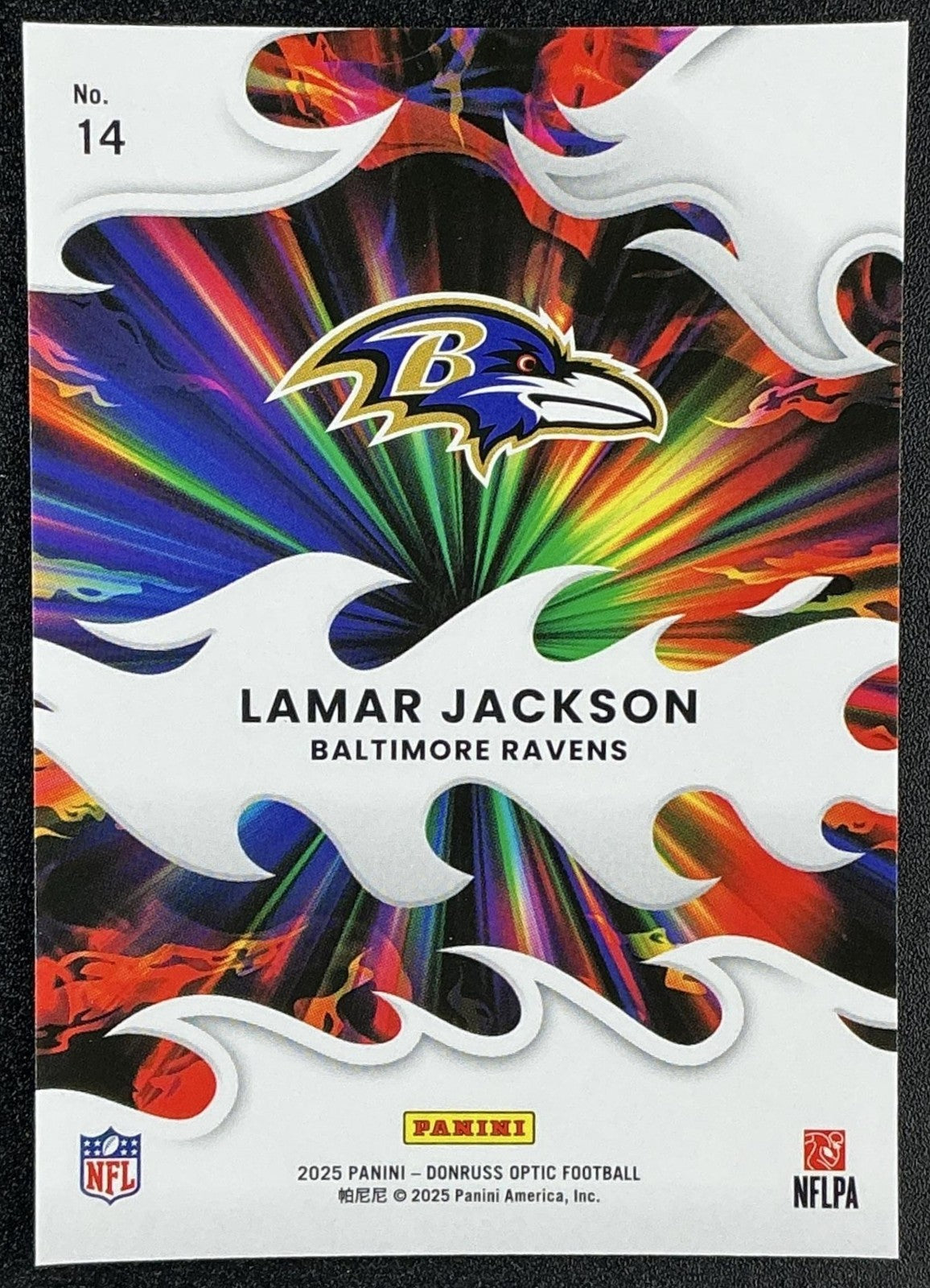LAMAR JACKSON 2025 PANINI DONRUSS OPTIC #14 LIGHT IT UP RAVENS