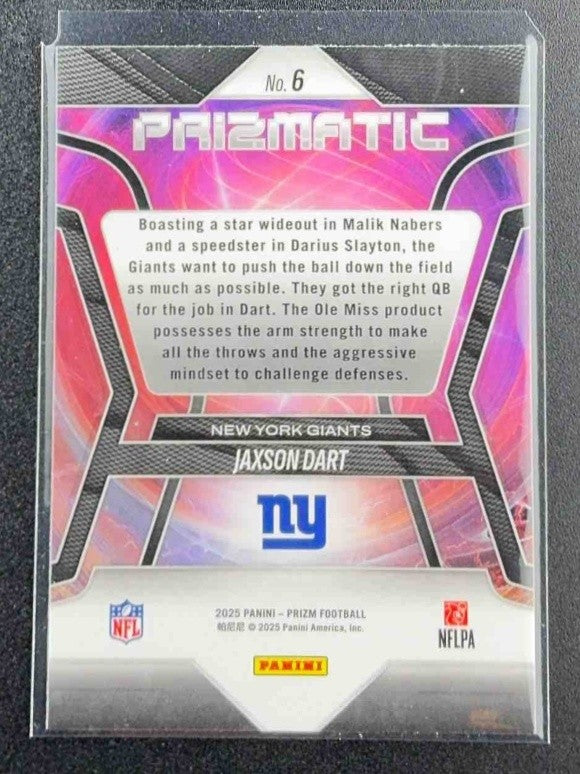 JAXSON DART 2025 PANINI PRIZM #6 PRIZMATIC RC GIANTS
