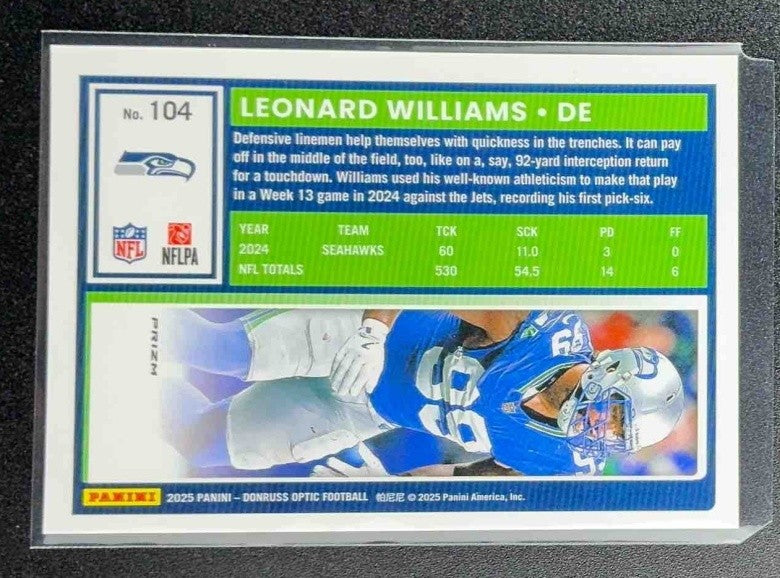 LEONARD WILLIAMS 2025 PANINI DONRUSS OPTIC #104 ROCKET PRIZM SEAHAWKS