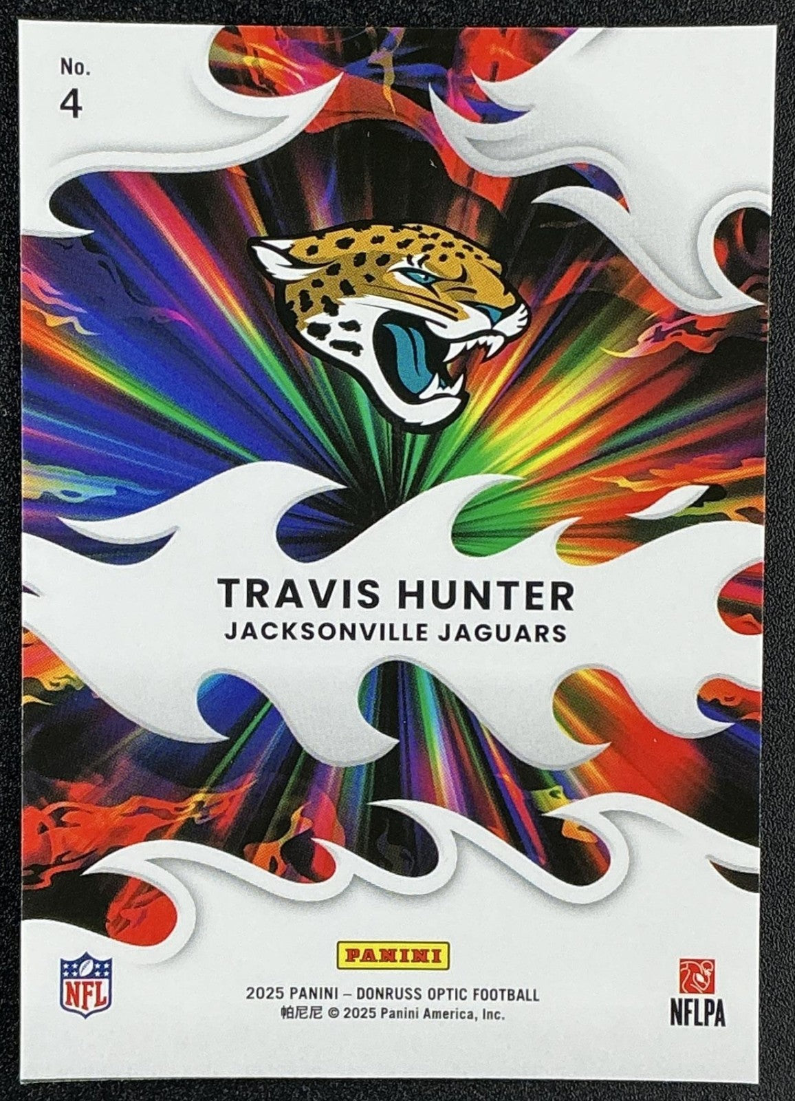 TRAVIS HUNTER 2025 PANINI DONRUSS OPTIC #4 LIGHT IT UP RC JAGUARS