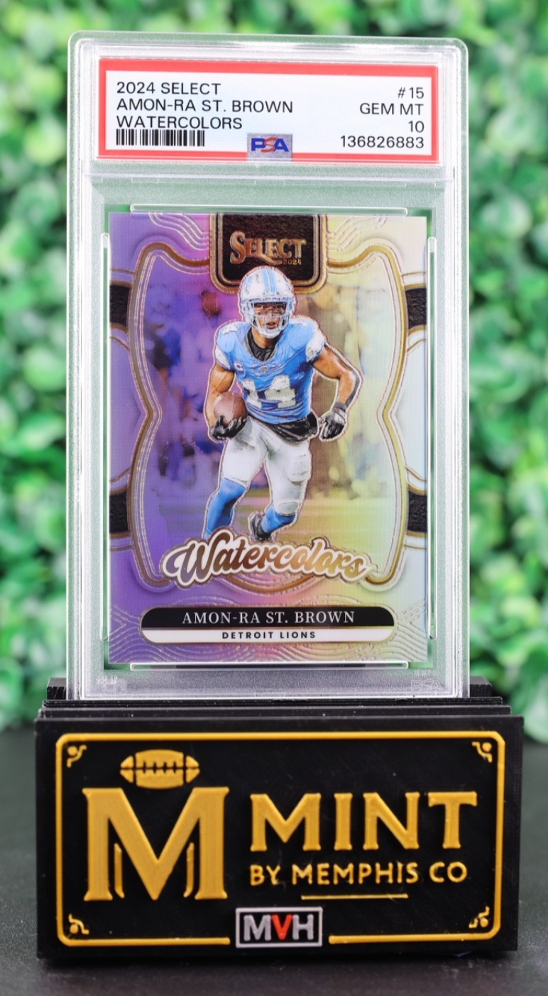 AMON-RA ST. BROWN 2024 PANINI SELECT WATERCOLORS #15 PSA 10 POP 3 LIONS CASE HIT