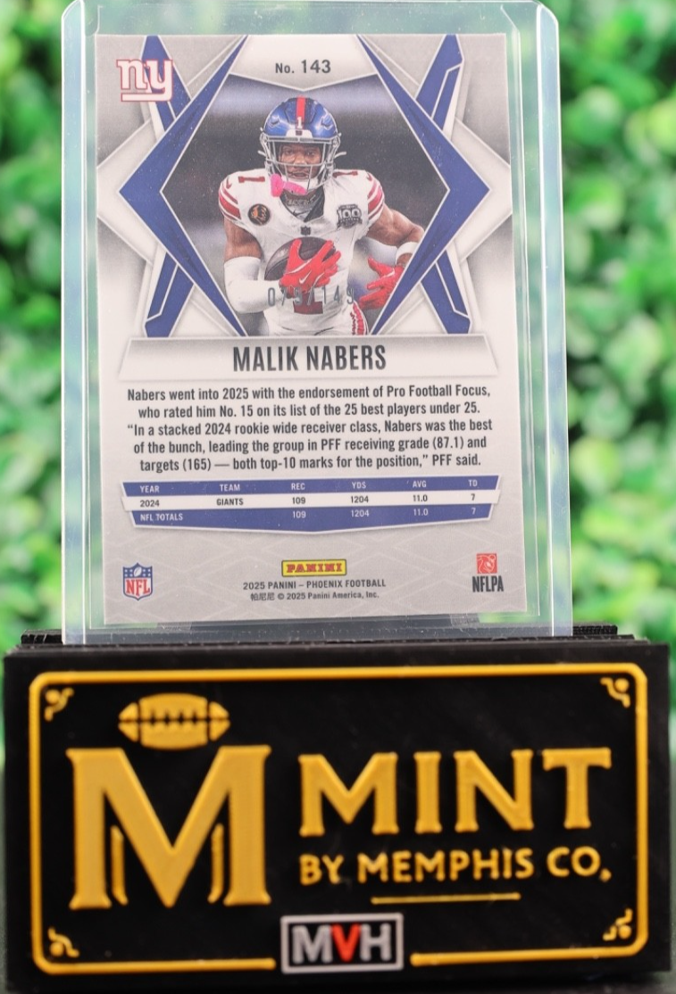 MALIK NABERS 2025 PANINI PHOENIX PHOENIX LOGO /149 NEW YORK GIANTS #143