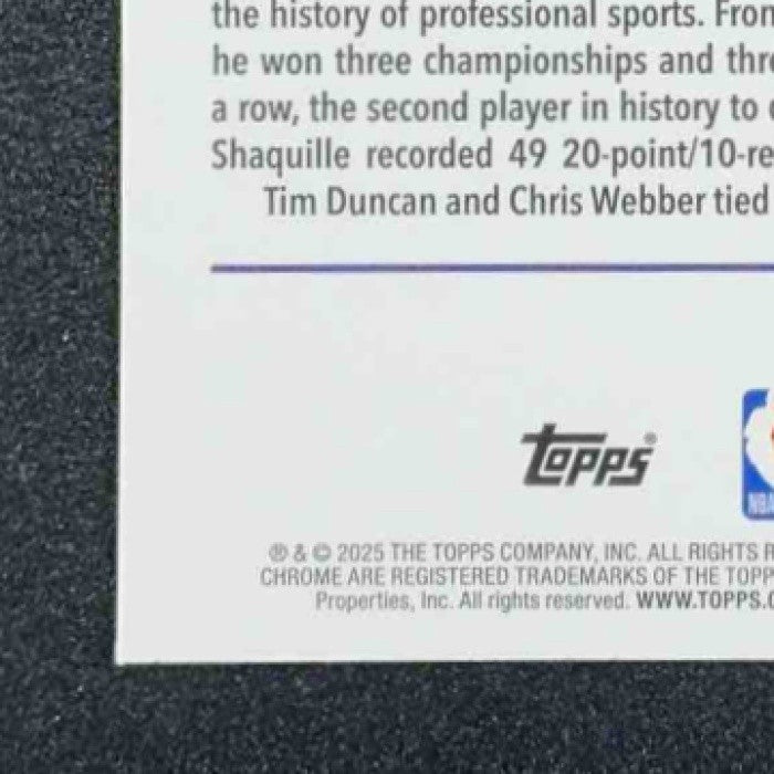 SHAQUILLE O'NEAL 2025-26 TOPPS CHROME #242 RAYWAVE REFRACTOR LAKERS