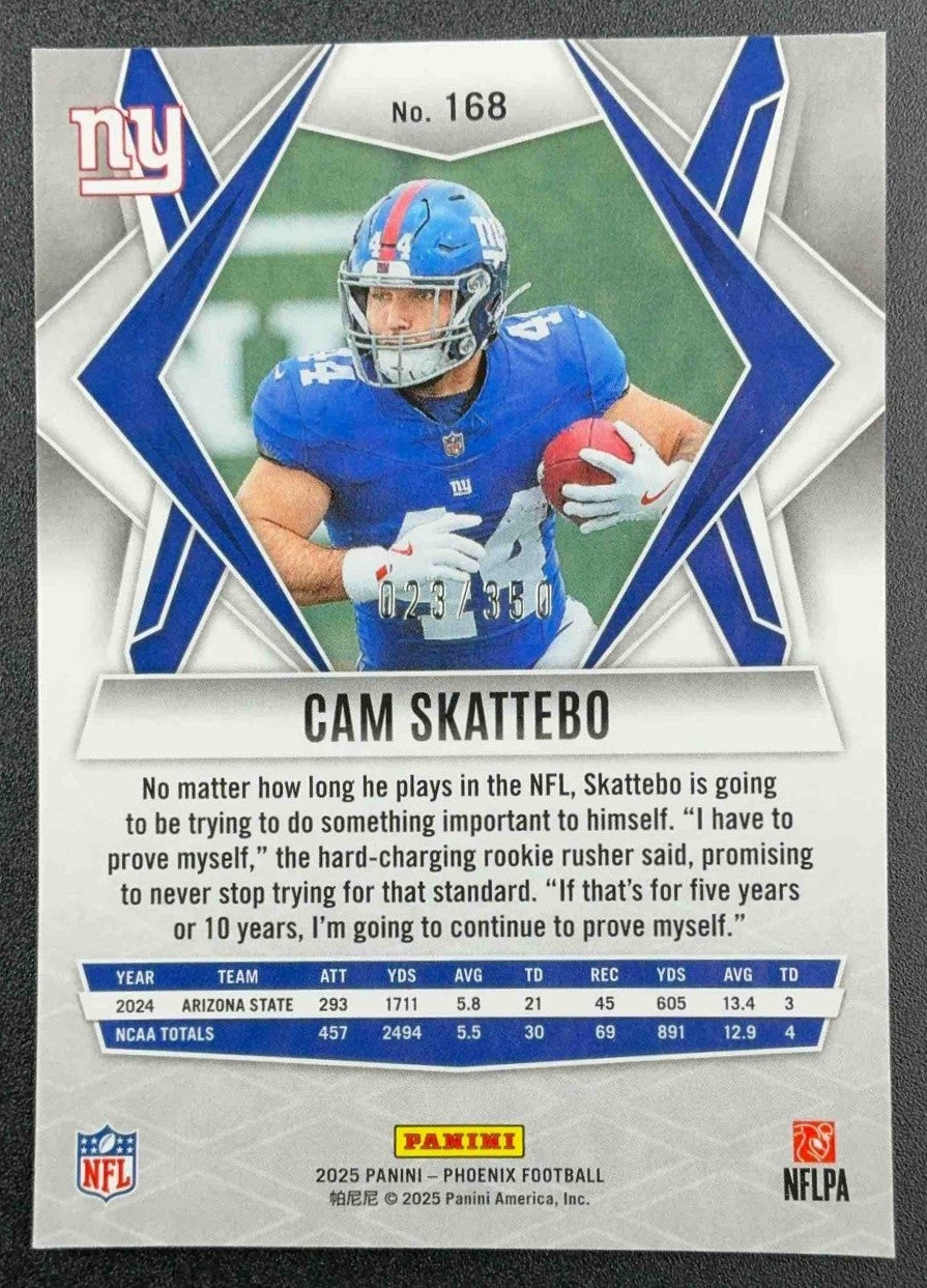 CAM SKATTEBO 2025 PANINI PHOENIX #168 FIRE BURST 23/350 RC GIANTS