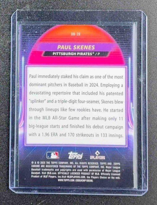 PAUL SKENES 2025 TOPPS COSMIC CHROME #UB-20 ULTRAVIOLET BEAM PIRATES