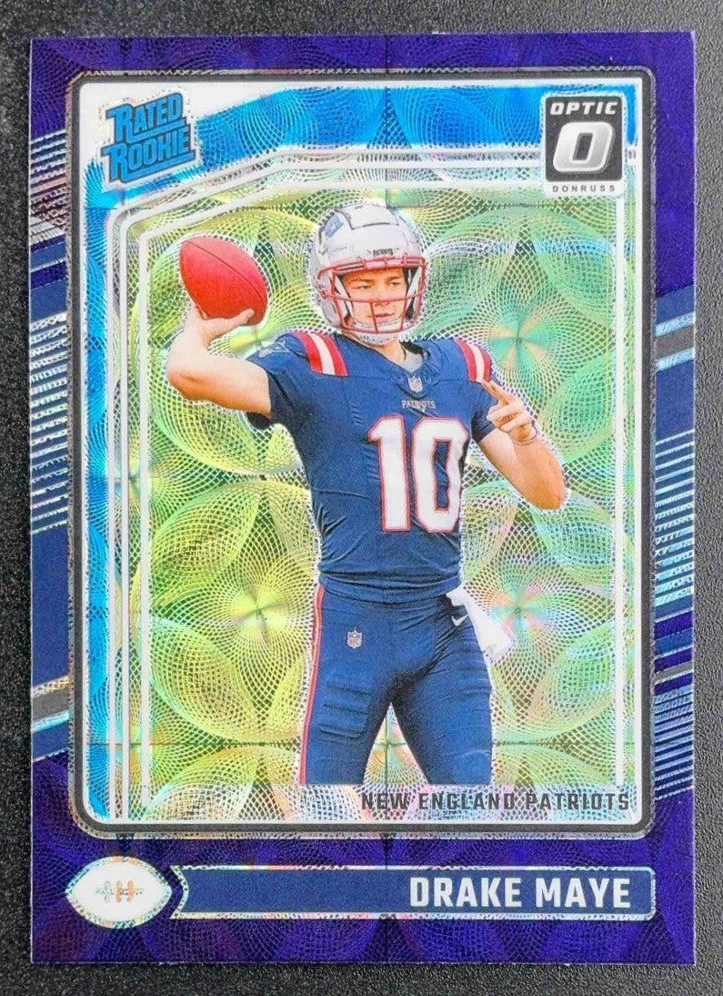 DRAKE MAYE 2024 PANINI DONRUSS OPTIC #229 PURPLE SCOPE RATED ROOKIE PATRIOTS