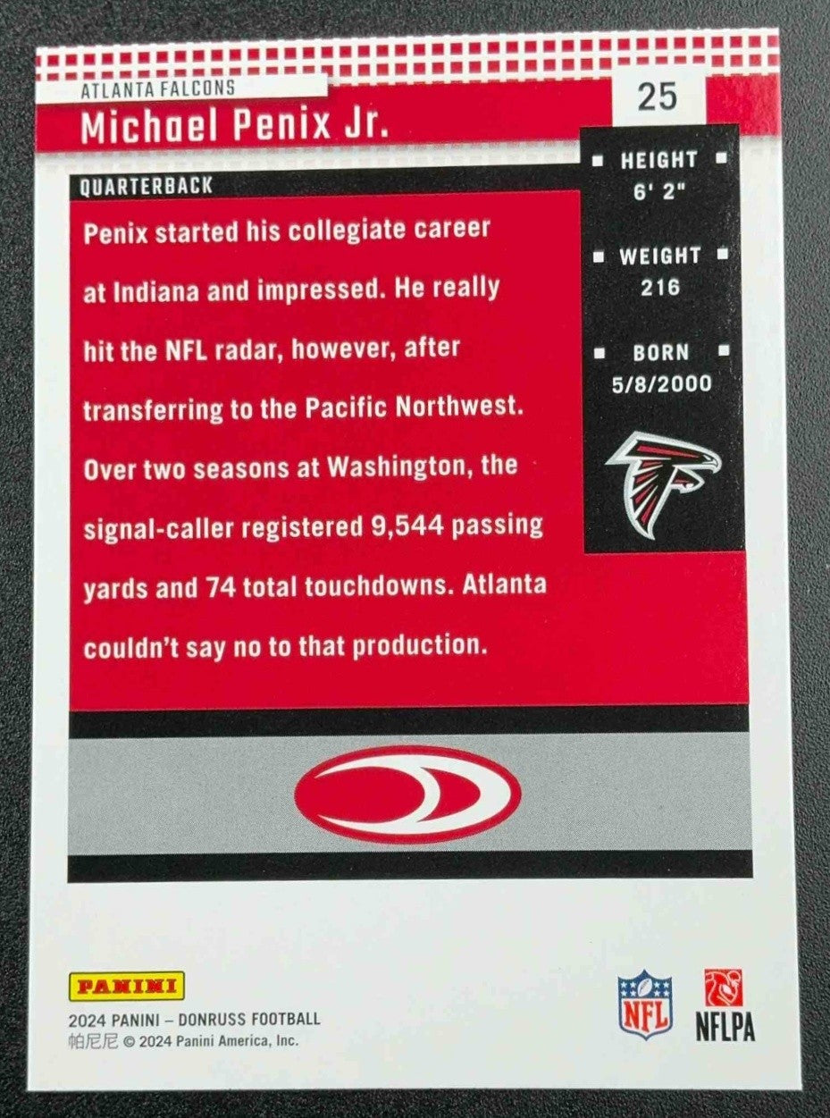 MICHAEL PENIX JR. 2024 PANINI DONRUSS #25 RETRO 2004 RC FALCONS
