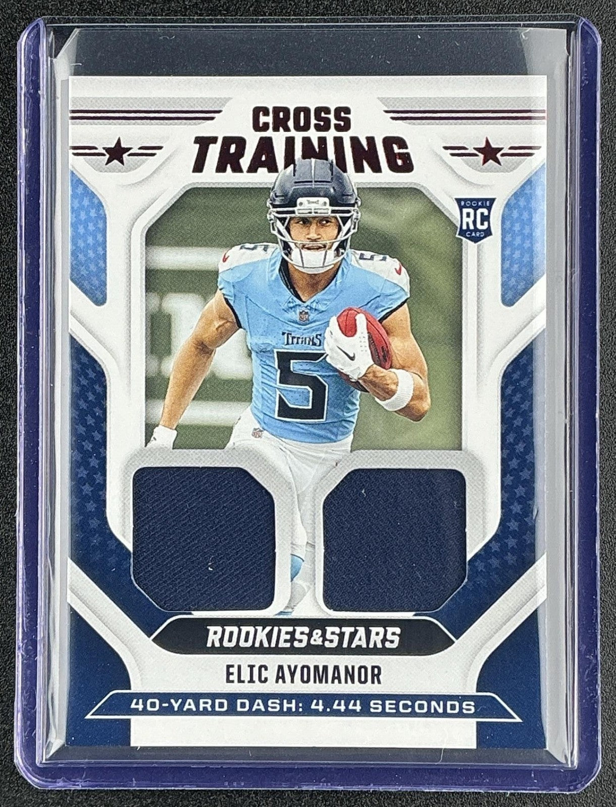 ELIC AYOMANOR 2025 PANINI ROOKIES & STARS #CT-EAR CROSS TRAINING MEM RC TITANS