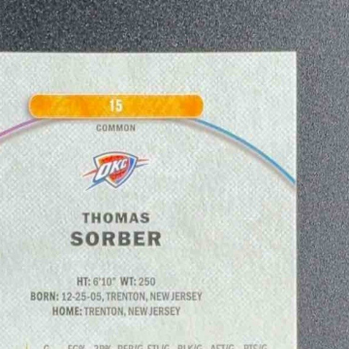 THOMAS SORBER 2025-26 TOPPS FINEST #15 COMMON OIL SPILL REFRACTOR RC THUNDER