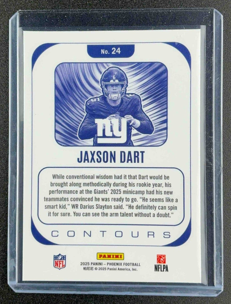JAXSON DART 2025 PANINI PHOENIX #24 CONTOURS RC GIANTS