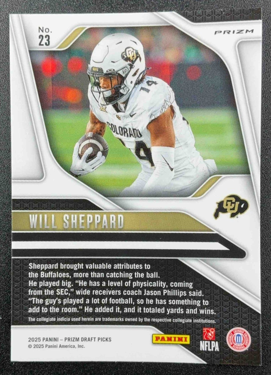 WILL SHEPPARD 2025 PANINI PRIZM DRAFT PICKS #23 RED ICE RC BUFFALOES
