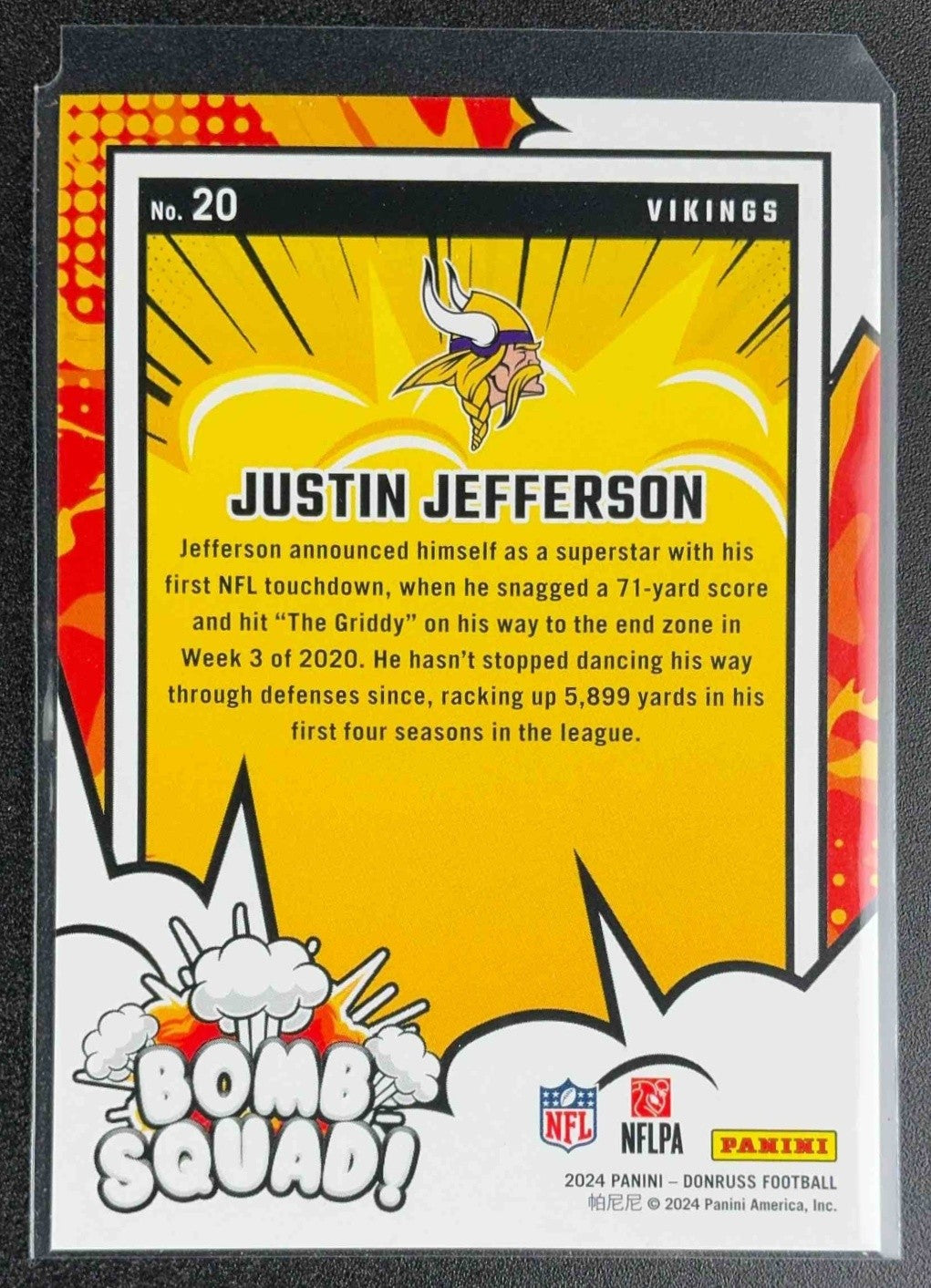 JUSTIN JEFFERSON 2024 PANINI DONRUSS #20 BOMB SQUAD VIKINGS