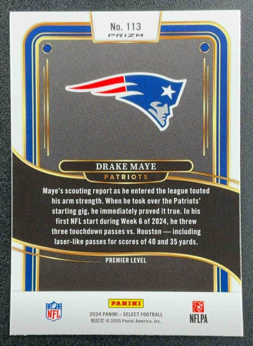 2024 Panini Select Drake Maye #113 Premier Red and Yellow RC