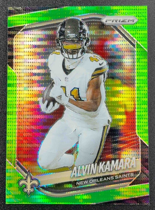 ALVIN KAMARA 2025 PANINI PRIZM #190 NEON GREEN PULSAR SAINTS