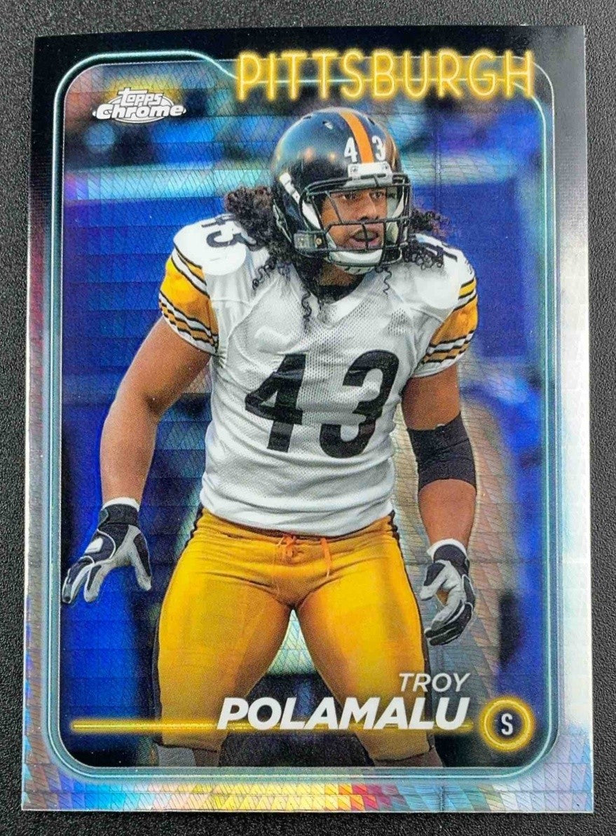 TROY POLAMALU 2024 TOPPS CHROME #162 PRISM REFRACTOR STEELERS