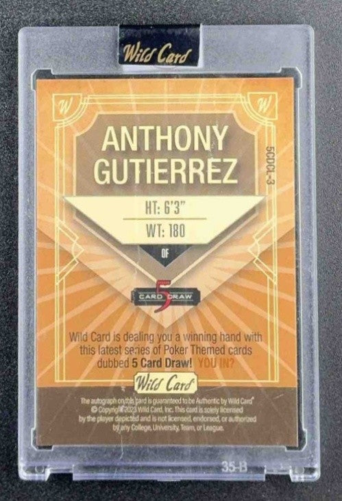 2023 Wild Card 5 Draw Anthony Gutierrez /3 Auto