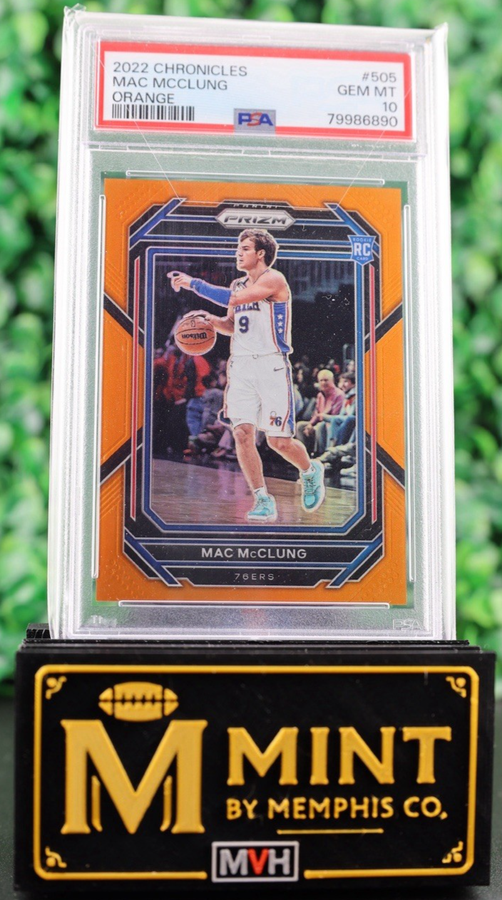 MAC MCCLUNG 2022-23 CHRONICLES PRIZM ORANGE PRIZM ROOKIE /75 PSA 10 LOW POP RC