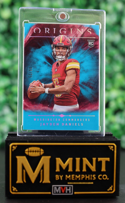 JAYDEN DANIELS 2024 ORIGINS #144 TURQUOISE /25 RC SSP WASHINGTON COMMANDERS