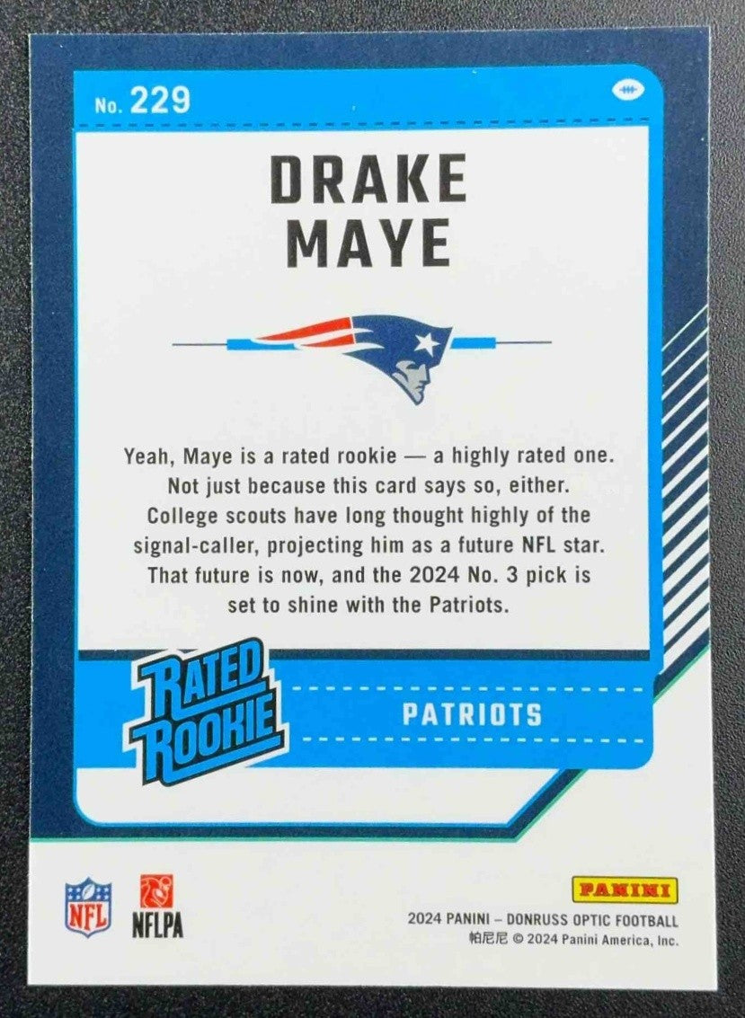 DRAKE MAYE 2024 PANINI DONRUSS OPTIC #229 RATED ROOKIE PATRIOTS