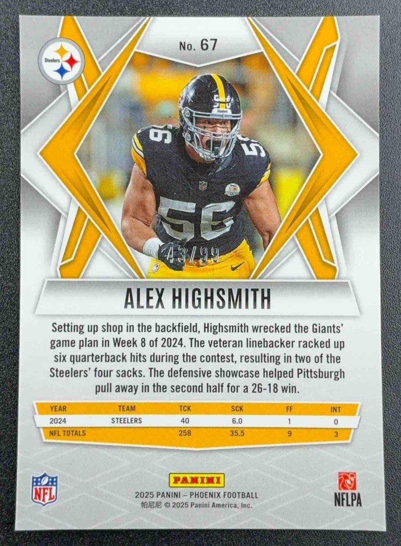 ALEX HIGHSMITH 2025 PANINI PHOENIX #67 RED 43/99 STEELERS