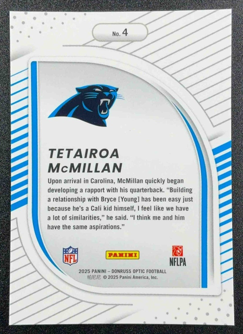 TETAIROA MCMILLAN 2025 PANINI DONRUSS OPTIC #4 HIDDEN POTENTIAL RC PANTHERS