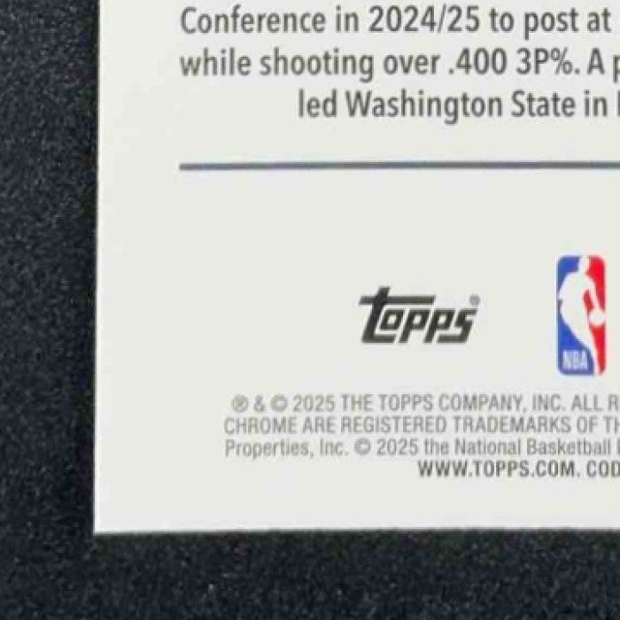 CEDRIC COWARD 2025-26 TOPPS CHROME #261 RC GRIZZLIES