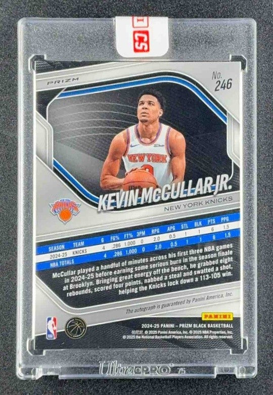 KEVIN MCCULLAR JR. 2024-25 PANINI PRIZM BLACK #246 AUTO SILVER PRIZMS RC KNICKS