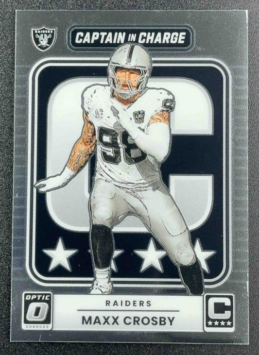 MAXX CROSBY 2025 PANINI DONRUSS OPTIC #4 CAPTAIN IN CHARGE RAIDERS