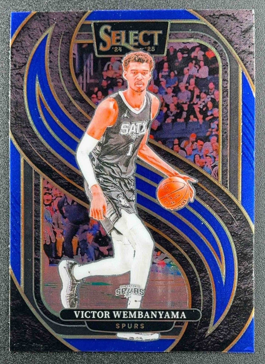 VICTOR WEMBANYAMA 2024-25 PANINI SELECT #102 PREMIER BLUE PRIZM SPURS