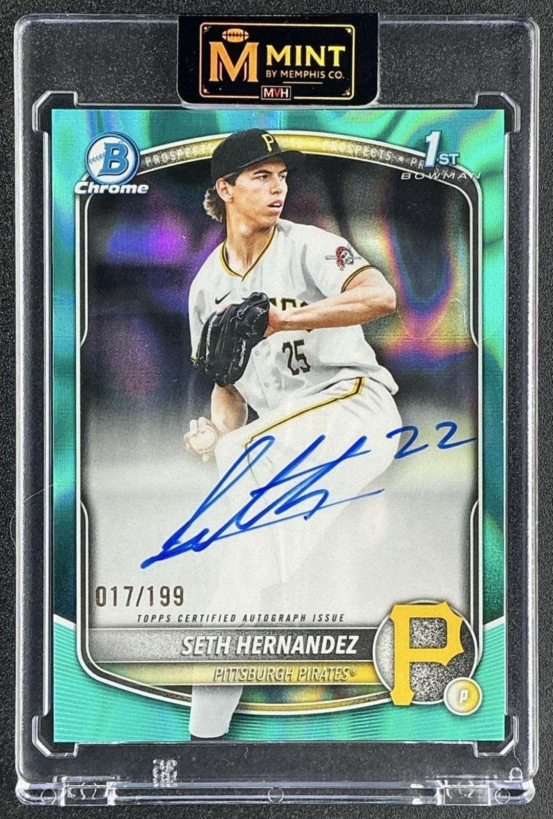 2025 Bowman Draft Seth Hernandez #CPA-SH Chrome Auto Aqua Lava /199 1st